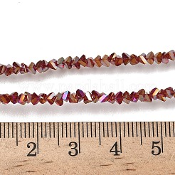 電気メッキ透明ガラスビーズ連売り  三角形  多面カット  ABカラー  暗赤色  3x2x2mm  穴：0.7mm  約135個/連  9.21''（23.4センチメートル）&nbsp;EGLA-P061-04C-AB03