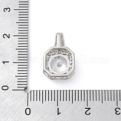 真鍮製マイクロパヴェキュービックジルコニアペンダント  スクエアチャーム  透明  17x11x6mm  穴：5x1.5mm&nbsp;KK-Q047-01A