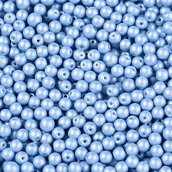 ガラスシードビーズ  不透明色  ラウンド  ライトスカイブルー  3.5~4x3~3.5mm  穴：0.8~0.9mm  約4500個/ポンド&nbsp;SEED-T007-01N