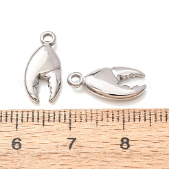 304ステンレススチールチャーム  ロブスターの爪のチャーム  ステンレス鋼色  15x7x3mm  穴：1.3mm&nbsp;SA-D002-06P