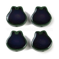 ツートンガラスムードビーズ  温度感知色変化ビーズ  兎  シーグリーン  14x14x6mm  穴：1.2mm&nbsp;GLAA-Z007-13D