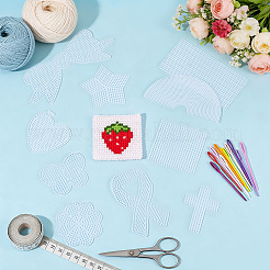 100個 10スタイル DIY プラスチック キャンバス シェイプ  針先プロジェクト用  コースターと工芸品  プラスチック針12本付き  ミックスカラー  85x87x1.5mm&nbsp;DIY-WA0001-30