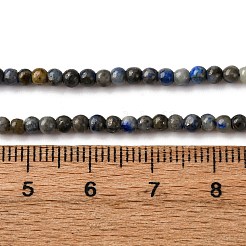 天然石ラピスラズリビーズ連売り  ラウンド  3mm  穴：0.6mm  約153個/連  15.51インチ（39.4cm）&nbsp;G-L629-A01-3mm