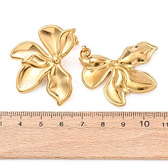 バレンタインデー用 304ステンレススチール製スタッドピアス（女性用）  花  ゴールドカラー  33x41.5mm&nbsp;EJEW-K302-12G