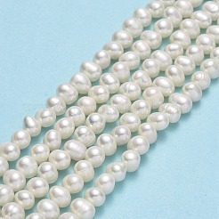 天然養殖淡水パールビーズ連売り  ポテト  ベージュ  4.5~5.2x6~6.5x5~5.5mm  穴：0.7mm  約68~70個/連  13.70~13.78インチ（34.8~35cm）&nbsp;PEAR-F018-16B-01