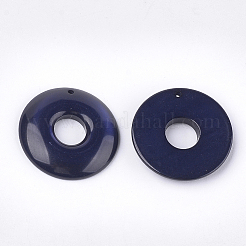 半透明の樹脂チャーム  ドーナツ/円盤  プルシアンブルー  ドーナツ幅：13mm  27.5x4.5mm  穴：1.5mm&nbsp;RESI-S374-19A