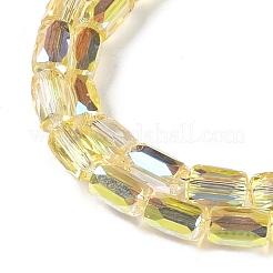 電気メッキガラスビーズセット  半分メッキ  多面カット  コラム  シャンパンゴールド  6.5x4mm  穴：0.8mm  約80個/連  20.08''（51センチメートル）&nbsp;GLAA-Q101-02A-HP01