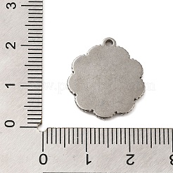 304ステンレススチールペンダントカボションセッティング  花のチャーム  ステンレス鋼色  20x18.5x2mm  穴：1.5mm&nbsp;STAS-G344-06P