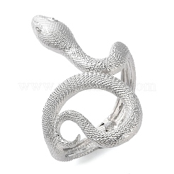 女性用合金オープンバングル  ヘビ  プラチナ  3/8~3-1/2インチ（1~8.8cm）  内径：2-3/8x1-3/4インチ（6.05x4.55cm）&nbsp;BJEW-K253-01P