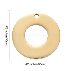 304ステンレスペンダント  鏡面研磨仕上げ  空白のスタンピングタグ  サークルリング  ゴールドカラー  30x1.8mm  穴：1.6mm&nbsp;STAS-I140-08G