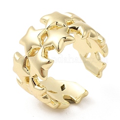 真鍮スターオープンカフリング  カドミウムフリー＆鉛フリー  16KGP本金メッキ  内径：18mm&nbsp;RJEW-K089-02G