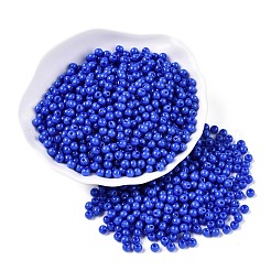 不透明色のガラスシードビーズ  ラウンド  ブルー  4.5x3.5mm  穴：1mm  約4500個/ポンド&nbsp;SEED-C001-02B-06
