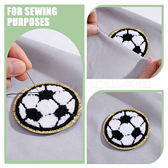 グリッタートリムタオル刺繍風布縫い付け装飾アクセサリー  サッカー  ブラック  61x3.5mm&nbsp;PATC-WH0003-71