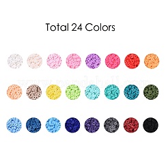 240g24色手作りポリマークレイビーズ  ヒシビーズ  ジュエリー工芸用品のDIY用  ディスク/フラットラウンド  ミックスカラー  4x1mm  穴：1mm  10 G /カラー&nbsp;CLAY-JP0001-09-4mm