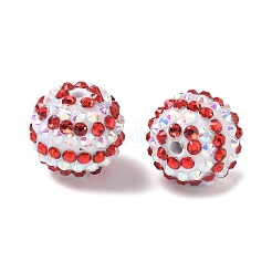 ストライプ樹脂ラインストーンビーズ  フーセンガム風ラウンドビーズ  アクリルと  レッド  20mm  穴：2mm&nbsp;OACR-A037-01H