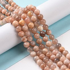 ラウンド ナチュラル マルチ ムーンストーン ビーズ 連売り  ムーンストーンとサンストーンのビーズ  6mm  穴：1mm  約62個/連  15.4インチ&nbsp;X1-G-I176-09-6mm