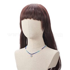 クリスタルラインストーン付き合金エナメルナザールボンジュウペンダントネックレス  女性用ガラスビーズネックレス  混合模様  18.70インチ（47.5cm）&nbsp;NJEW-JN04206
