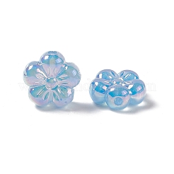 UVメッキレインボー虹色アクリルフラワービーズ  梅の花 5枚  ミックスカラー  22x23x10mm  穴：3.5mm&nbsp;PACR-M003-10