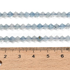 天然石アクアマリンビーズ連売り  双円錐形  多面カット  4x4mm  穴：0.6mm  約97~98個/連  15.39~15.51インチ（39.1~39.4cm）&nbsp;GG-CBAA9B4-A14-01