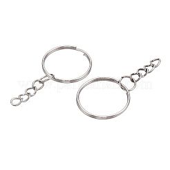 チェーン付きアイアンスプリットキーホルダー  キーホルダーのパーツ  プラチナ  47.5mm&nbsp;FIND-B028-19P