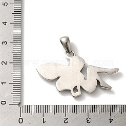 変色しない316lサージカルステンレスペンダント  妖精のチャーム  ステンレス鋼色  23x34x3mm  穴：6x3.5mm&nbsp;STAS-H194-03P-01