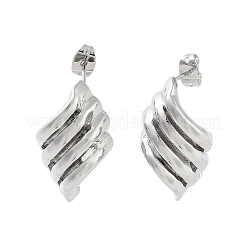 ツイスト菱形真鍮スタッドピアス  長持ちメッキ  鉛フリー＆カドミウムフリー  プラチナ  24x14.5mm&nbsp;EJEW-Q811-24P