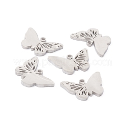 変色しない201ステンレススチールチャーム  中空  蝶のチャーム  ステンレス鋼色  12x18x1mm  穴：1.5mm&nbsp;STAS-G272-01P