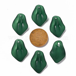 透明つや消しアクリルパーツ  花弁  濃い緑  24x17x4mm  穴：1.8mm&nbsp;MACR-S371-03A-735