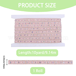 10ヤードのポリエステルリボン  洋服アクセサリー用  ピンク  3/8インチ（10mm）&nbsp;OCOR-CY0002-68C