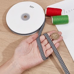ナイロンタータンプリントリボン  衣類用アクセサリー  ギフトデコレーション  ブラック  3/8インチ（9~10mm）  約50.00ヤード（45.72m）/ロール&nbsp;OCOR-WH0097-70B