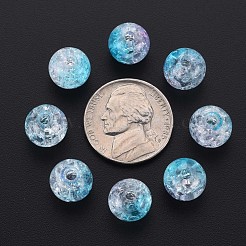 クリアクラックアクリルビーズ  ツートン  ラウンド  ディープスカイブルー  10x9mm  穴：2mm  約940個/500g&nbsp;MACR-S370-N10mm
