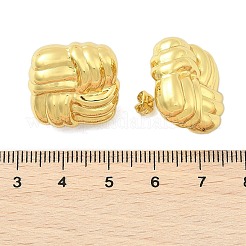 女性用スクエア 304 ステンレス スタッド イヤリング  ゴールドカラー  20x20mm&nbsp;EJEW-A125-63G