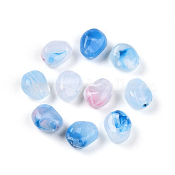 透明なアクリルビーズ  ナゲット  ツートン  ライトスカイブルー  12x10x7.5~8mm  穴：1.6mm  約31個/20g&nbsp;X1-TACR-T028-43C