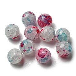 透明クラックガラスビーズ  模造壊れ玉  ラウンド  赤ミディアム紫  10x9.5mm  穴：1.8mm  約10個/袋&nbsp;GLAA-D012-02A