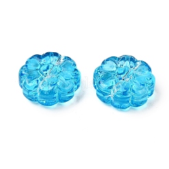 ガラスビーズ  花  ディープスカイブルー  13.5x5.5mm  穴：1mm&nbsp;GLAA-D303-03B