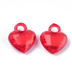 透明なアクリルパーツ  多面カット  ハート  ミックスカラー  18~19x15.5x7mm  穴：3.5mm&nbsp;X-TACR-T005-06