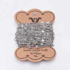 変色しにくい304ステンレススチールアズキチェーン  ハンダ付け  ハート  ステンレス鋼色  10x5x2mm  3x2x0.3mm  約：  約32.8フィート（10m）/カード&nbsp;CHS-E002-01