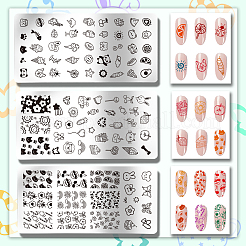 ステンレス鋼の DIY ネイルアート テンプレート  テンプレートツール  長方形  混合図形  12x6cm  3個/セット&nbsp;MRMJ-WH0092-032