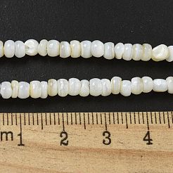染め天然淡水シェルビーズ連売り  ロンデル  ホワイトスモーク  1~4.5x4~4.5x2~4.5mm  穴：0.5mm  約159個/連  15.12''（38.4センチメートル）&nbsp;X1-BSHE-G039-07N