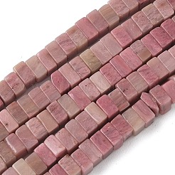 天然石ロードナイトビーズ連売り  正方形  4.5x4.5x2.5mm  穴：1mm  約46~51個/連  14.57~15.35''（37~39センチメートル）&nbsp;G-A280-C05-01