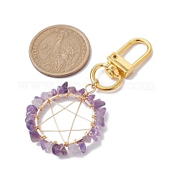 宝石ペンダントキーホルダー  合金回転式ナスカン付き  見つける  スターとリング  7cm&nbsp;HJEW-JM01811