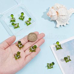 10個の手作りランプワークビーズ  カメ  黄緑  18.5~20x14.5~17.5x16.5mm  穴：1.8mm  10pc&nbsp;LAMP-PH0001-37