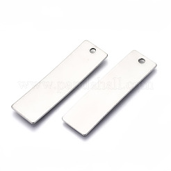 変色しにくい201ステンレススチールペンダント  空白タグのスタンプ  長方形  ステンレス鋼色  25x9x1mm  穴：2mm&nbsp;STAS-N095-004A-01