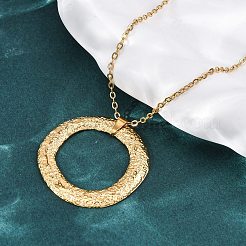 304ステンレススチールテクスチャリングペンダントネックレス  イオンプレーティング（ip）  18KGP本金メッキ  17.80インチ（45.2cm）&nbsp;NJEW-H059-23G