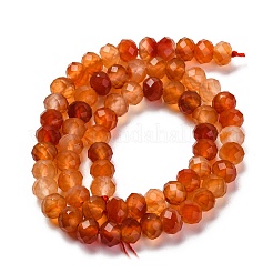 天然赤瑪瑙（染色・加熱）ビーズ連売り  多面カット  ロンデル  8x5.5~6mm  穴：1mm  約65~66個/連  15.55~15.75''（39.5~40センチメートル）&nbsp;G-K380-A49-07