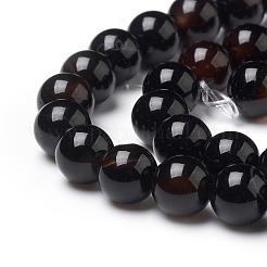 ナチュラルブラックオニキスビーズ連売り  染め＆加熱  グレードB  ラウンド  8mm  穴：1.2mm  約48個/連  15インチ&nbsp;G-L555-04-8mm
