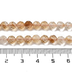 加熱された天然シトリンビーズ連売り  多面カット  グレードA  ラウンド  5mm  穴：0.9mm  約73個/連  15.16''（38.5センチメートル）&nbsp;G-B088-C17-05
