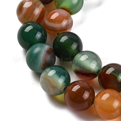 天然石縞瑪瑙/バンデットアゲートビーズ連売り  染め  ラウンド  濃い緑  6mm  穴：0.8mm  約32個/連  7.60''（19.3センチメートル）&nbsp;G-Z060-A01-A22