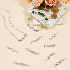 6個の延長クラスプ、真鍮マイクロパヴェキュービックジルコニア折りたたみ式延長クラスプ  プラチナ時計バンド延長留め金  プラチナ  32x5.5x4.5mm  穴：5.3x3.7mm  6個/セット&nbsp;FIND-BBC0003-54A