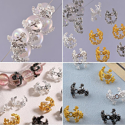 60色合金ビーズキャップ2個  花  アンティークシルバー＆シルバー  13x17.5x10mm  穴：2mm  30個/色&nbsp;FIND-SC0017-70